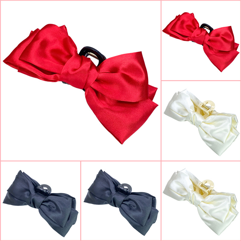 Clip de arco de doble cara negro en el escape de la princesa tocado de gran tamaño estilo coreano elegante clip de tiburón horquilla al por mayor para las mujeres