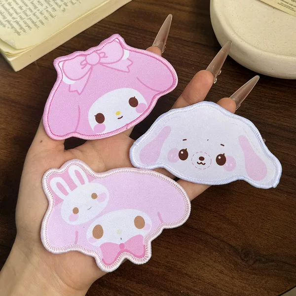Cute pink bow with fringe, little lamb magic sticker hairpin, Japanese versatile girly style side bangs hair accessory