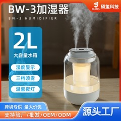 跨境新款2L双喷加湿器usb大容量家用卧室办公室小夜灯加湿器桌面