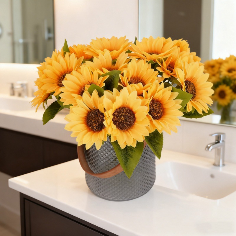 Simulated sunflower home hotel indoor and outdoor fake flower fence…