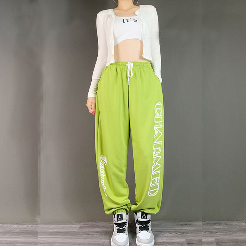 New style foot-binding design, personalized print, casual dancing sweatpants, women's all-matching sanitary pants, women's trend