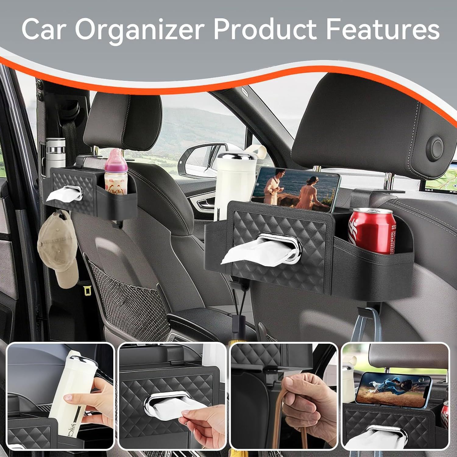 New Car Seat Back Storage Box, Multi-Functional Storage Box, Car Seat Back Storage Box, Car Interior Decoration Wholesale