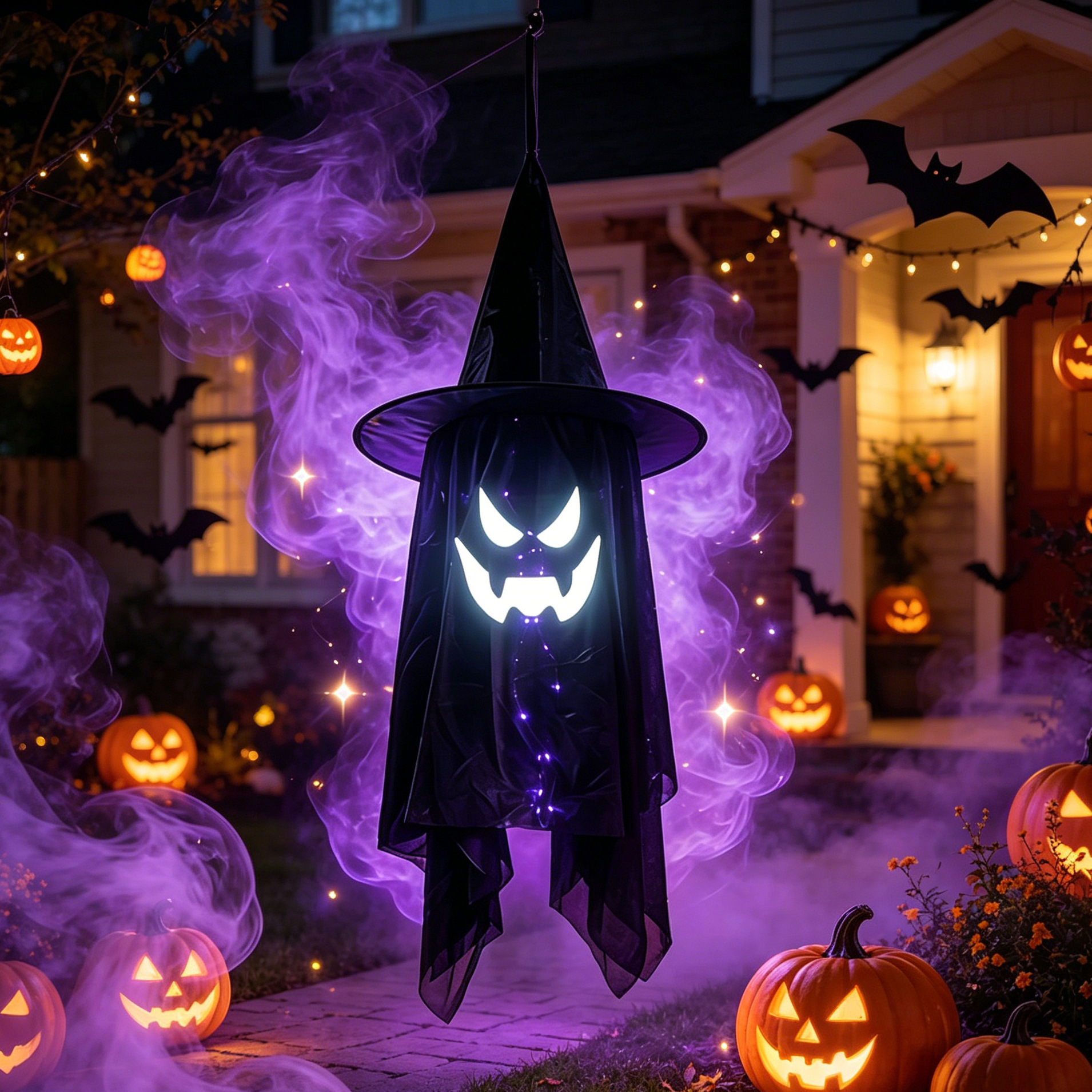 Halloween sombrero fantasma decoración lámpara LED luminosa sombrero fantasma colgante fantasma fantasma colgante lámpara al aire libre fantasma escena del festival