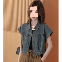 小飞袖复古牛仔外套女2025夏季新款小个子宽松显瘦短款上衣亚马逊