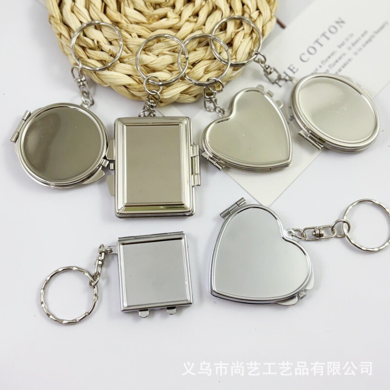 Metal Mirror Keychain Can Be Attached to Photos, Double-sided Photo Frame Key Pendant, Photo Studio Graduation Gift