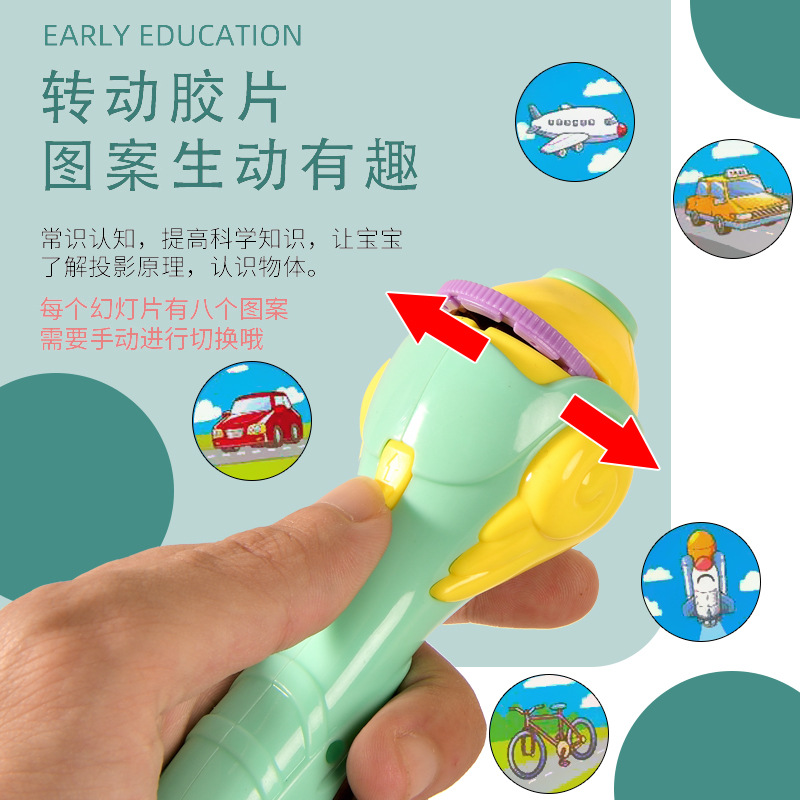 Linterna para niños juguete proyección linterna enseñanza cognición educación temprana imagen dinosaurio animal patrón de dibujos animados fabricante