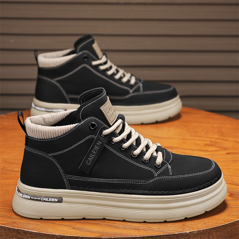 En otoño de 2025, nuevas botas de trabajo para hombres, zapatos de trabajo retro, botas martin, zapatos deportivos casuales de suela gruesa, zapatos de tabla