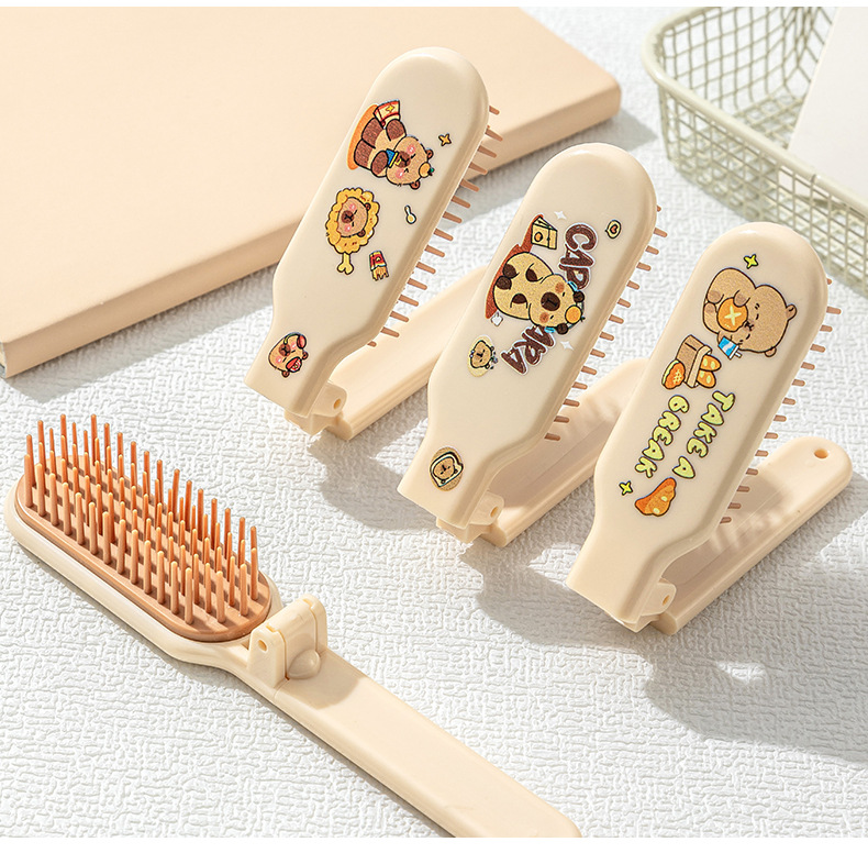 Sød capybara foldbar hårbørste lille børste til rejsen_voghion.com