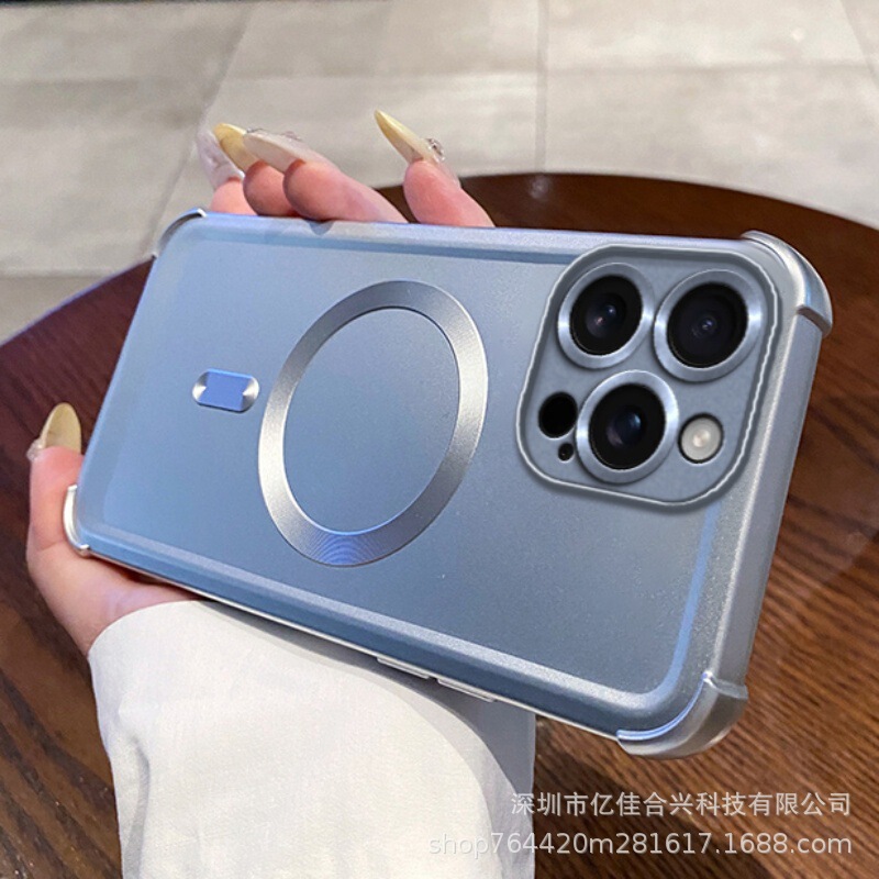 iPhone16 四隅エアバッグ落下防止携帯電話ケース XR メタルペイント磁気吸引 Apple 15 クロスボーダー保護カバー 11 に適しています。|undefined