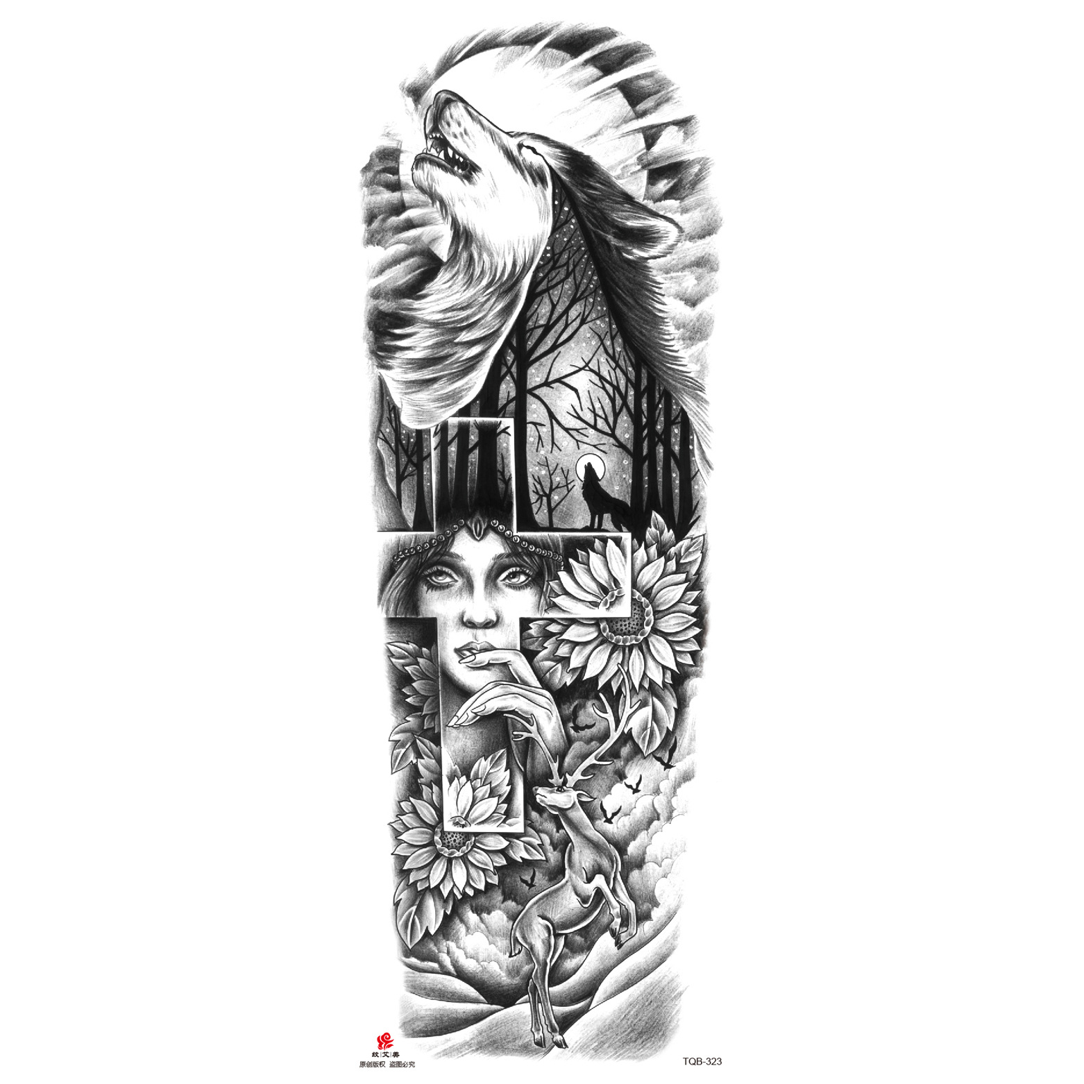 Pegatinas de tatuaje de brazo largo de flor brazo completo tatuaje impermeable tatuaje temporal en stock al por mayor pegatinas de tatuaje de brazo completo