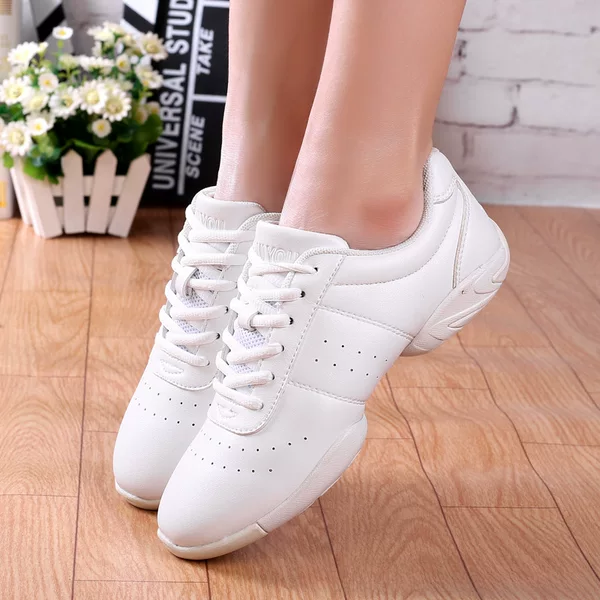 Children's Soft-soled Aerobics Shoes Men's and Women's Non-slip White Cheerleading Gymnastics Shoes Competitive Competition Test Dance Shoes