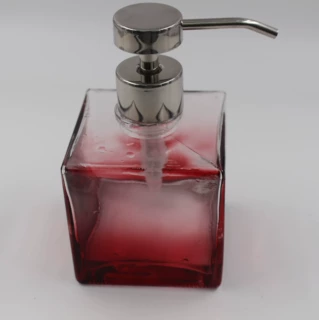 彩色方形玻璃皂液器瓶  出口玻璃卫浴瓶  手动按压瓶生产中国厂家