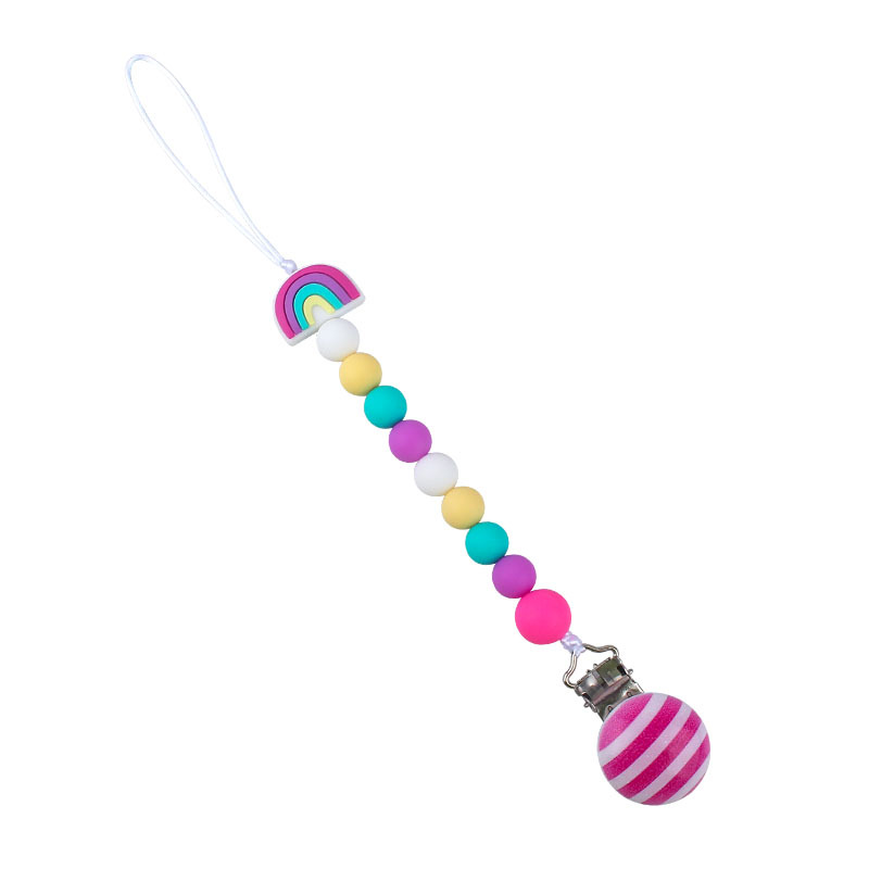Nuevo bebé dibujos animados globo de aire caliente pulsera de silicona teether palo pezón cadena anti-gota cadena juguete teether