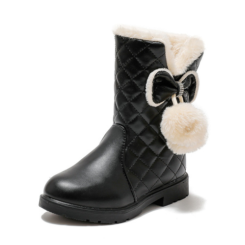 Children's Snow Boots Winter New Thick Warm Snow Boots for Girls and Big Kids Princess Boots Mid-Calf Boots