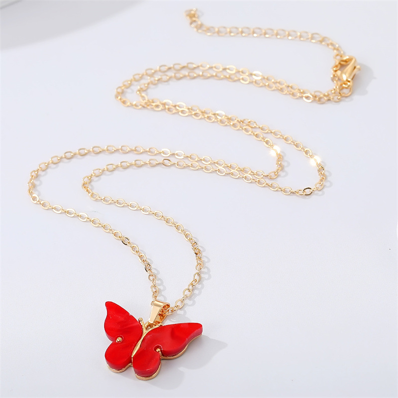 Fashion Simple Acrylic Butterfly Alloy Necklace display picture 3