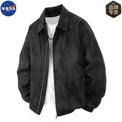 NASAブランドの連名アメリカのレトロな襟の皮の服のコートの男性の春秋のファッションのブランドのゆったりした工装の革のジャケット