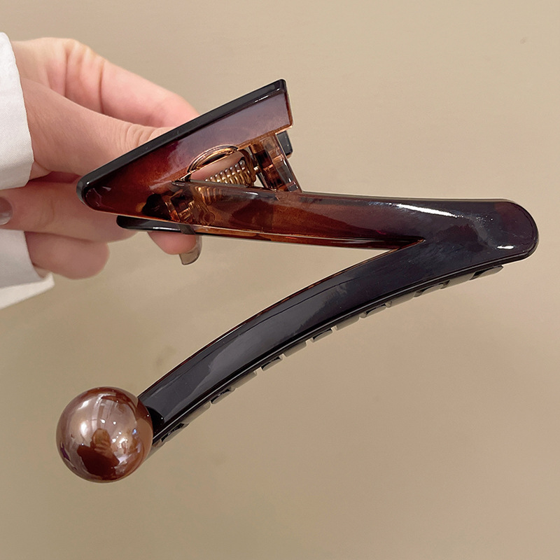 Horquilla de temperamento elegante francés, pinza de tiburón de acrílico para mujer, pinza de agarre grande, accesorios para el cabello, horquilla de sensación de alta calidad al por mayor