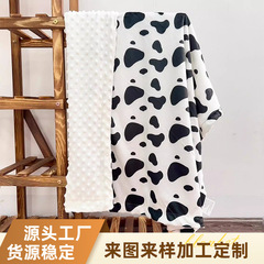 全ポリエステル白黒乳牛豆じゅうたんクロスボーダー保温エアコン毛布自動車寝室ソファーフランネル毛布現物