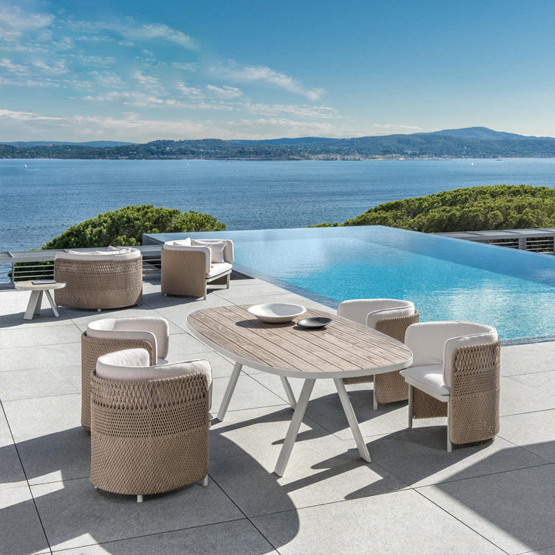 Mesas y sillas de ratán para exteriores, muebles de ocio al aire libre para patio, resistentes al sol y al agua, juego de mesa y sillas creativas para jardín y balcón. image 3