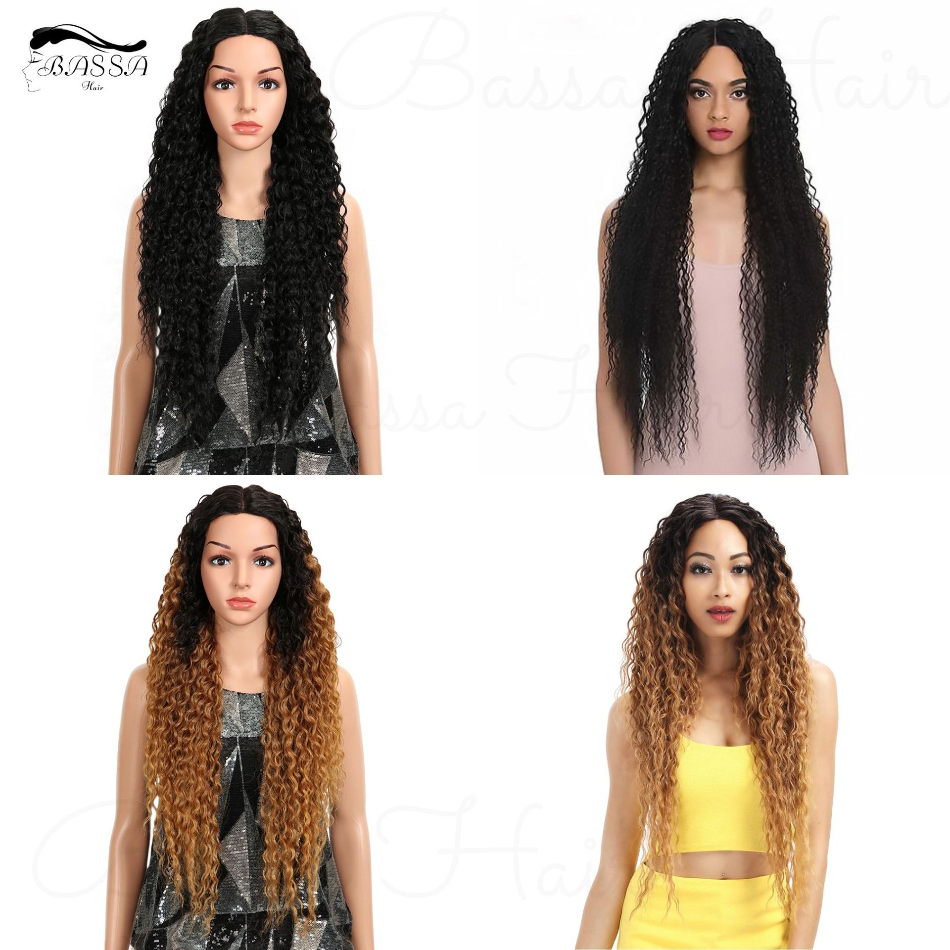 Curl Synthesis Lace Wig 32 inch Longwave Wig high temperature fibre Curls Wig suit Black Female sex