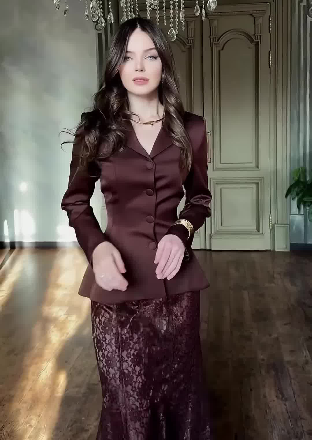 Elegant Women's Slim Fit Fashion Fishtail Skirt Set European And American Cross Border Autumn Collection Paired with Top_ecoleips.com