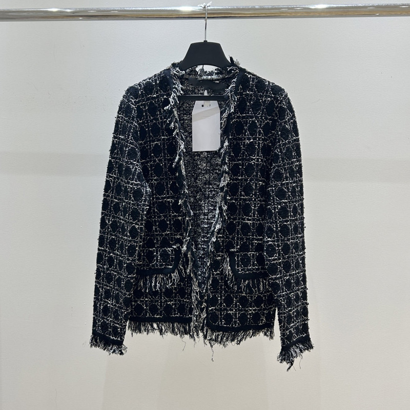 25D High-Quality Women's Casual Single-Breasted Plaid Tweed Knitwear Jacket with Irregular Shape 25D High-Quality Women's Casual Single-Breasted Plaid Tweed Knitwear Jacket with Irregular Shape