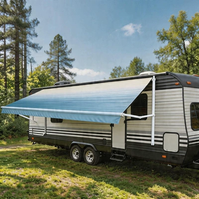 Rv Accessory Single-Sided Outdoor — Avtomobil dam çadırları - blue-and-white-gradient-white-pole-25x25m