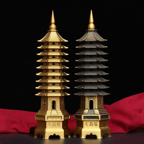 Pure copper thirteen-story Wenchang Tower ornaments 13-story nine-story copper tower exam opening gifts study office gifts