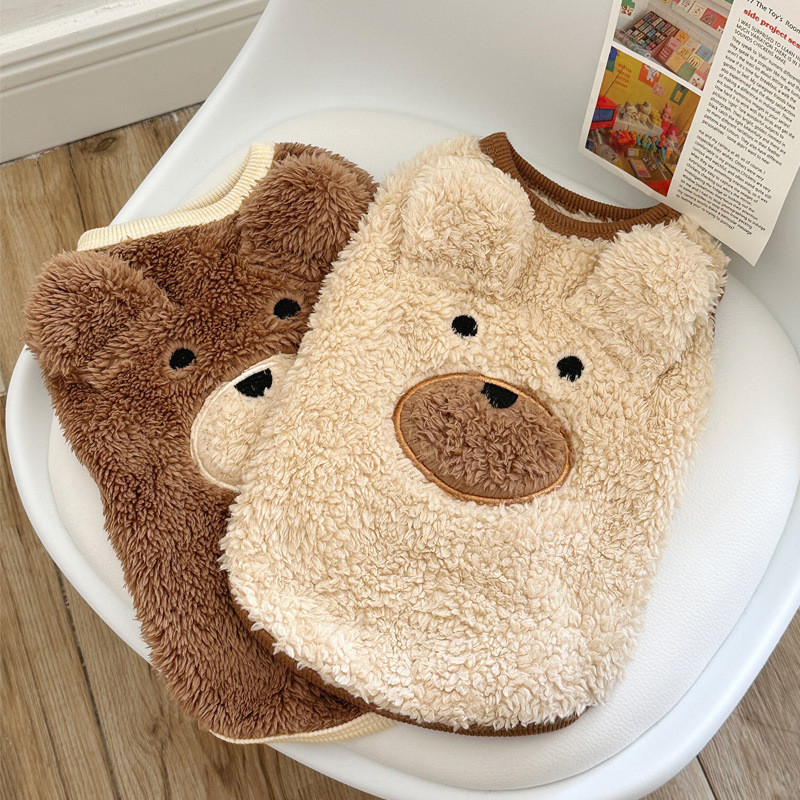 Winter Ins Style Fleece-Lined Warm Pet Autumn and Winter Clothes for Dogs and Cats Teddy Bichon Schnauzer Clothes Wholesale