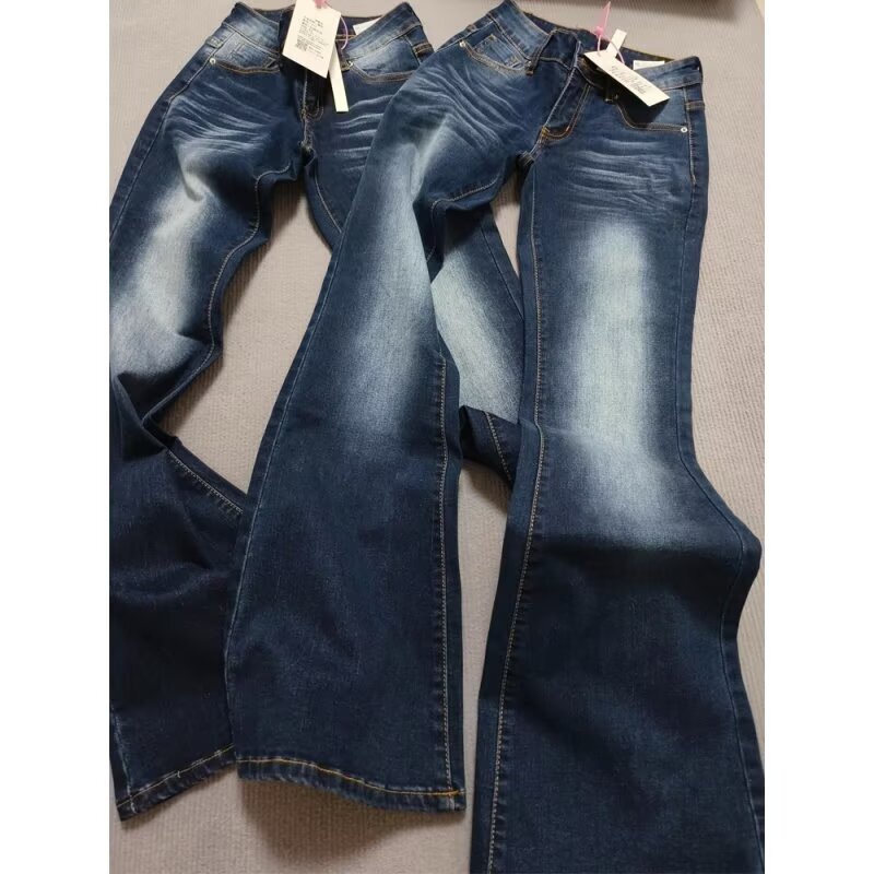 Tall American Retro Flared Jeans for Women with V-Waist, Slim Fit, Stretchy, Floor-Length Pants