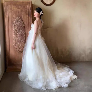 Registration and License Light Wedding Dress Bride Niche Engagement Birthday Dress Out Yarn Small Puffy Dress Wholesale