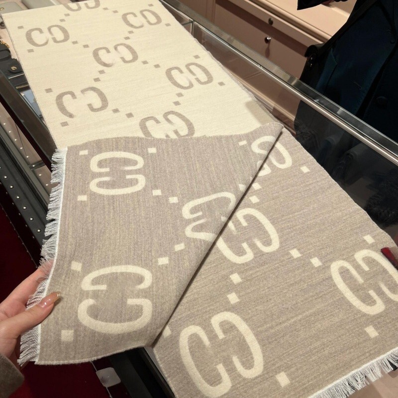 【キャビネット商品】秋冬 ダブルG カシミヤ タッセル スカーフ レディース ネックスカーフ ブラック グレー オートミールカラー ショール ウォームネックスカーフ|undefined