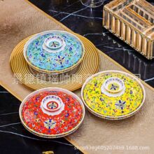 景德镇陶瓷和合器中式家用带盖汤碗珐琅彩高温骨瓷带盖盖碗盖盘