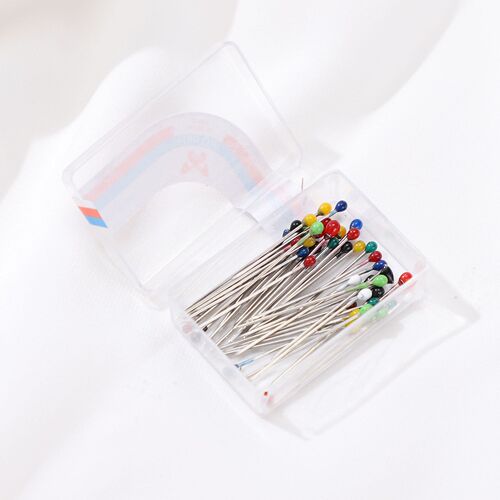 Cross-border box-packed colorful fixed decoration bead pearlescent needle clothing positioning needle big needle bouquet decoration pin needle auxiliary needle