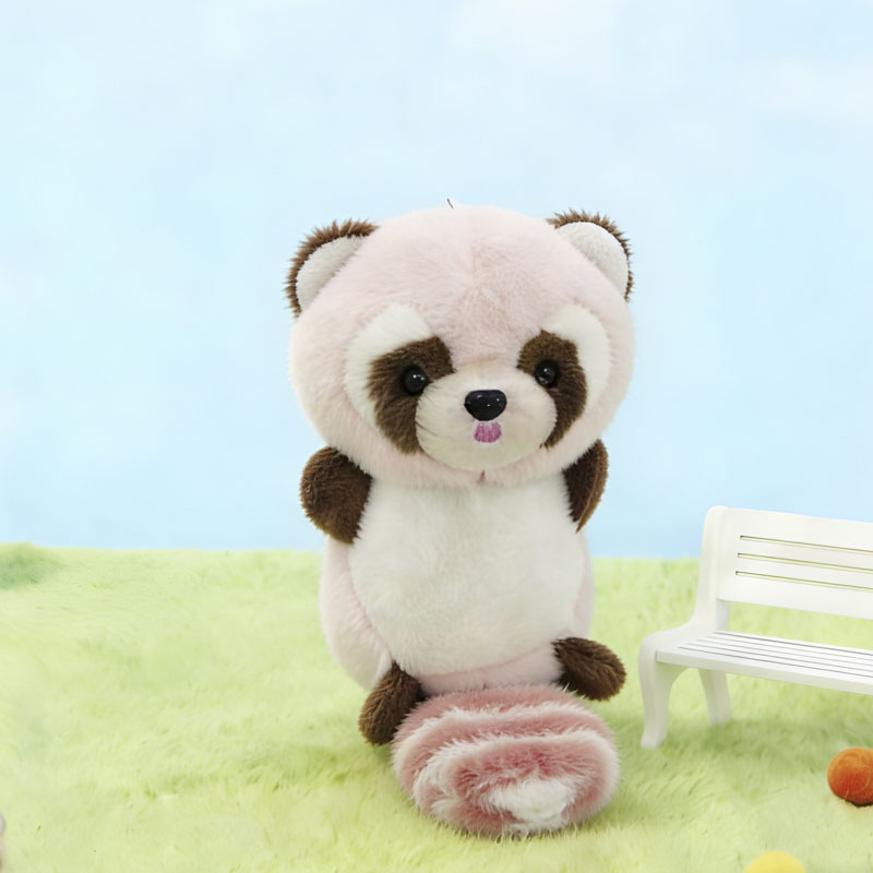Colgante de juguete de peluche mapache - Rosa