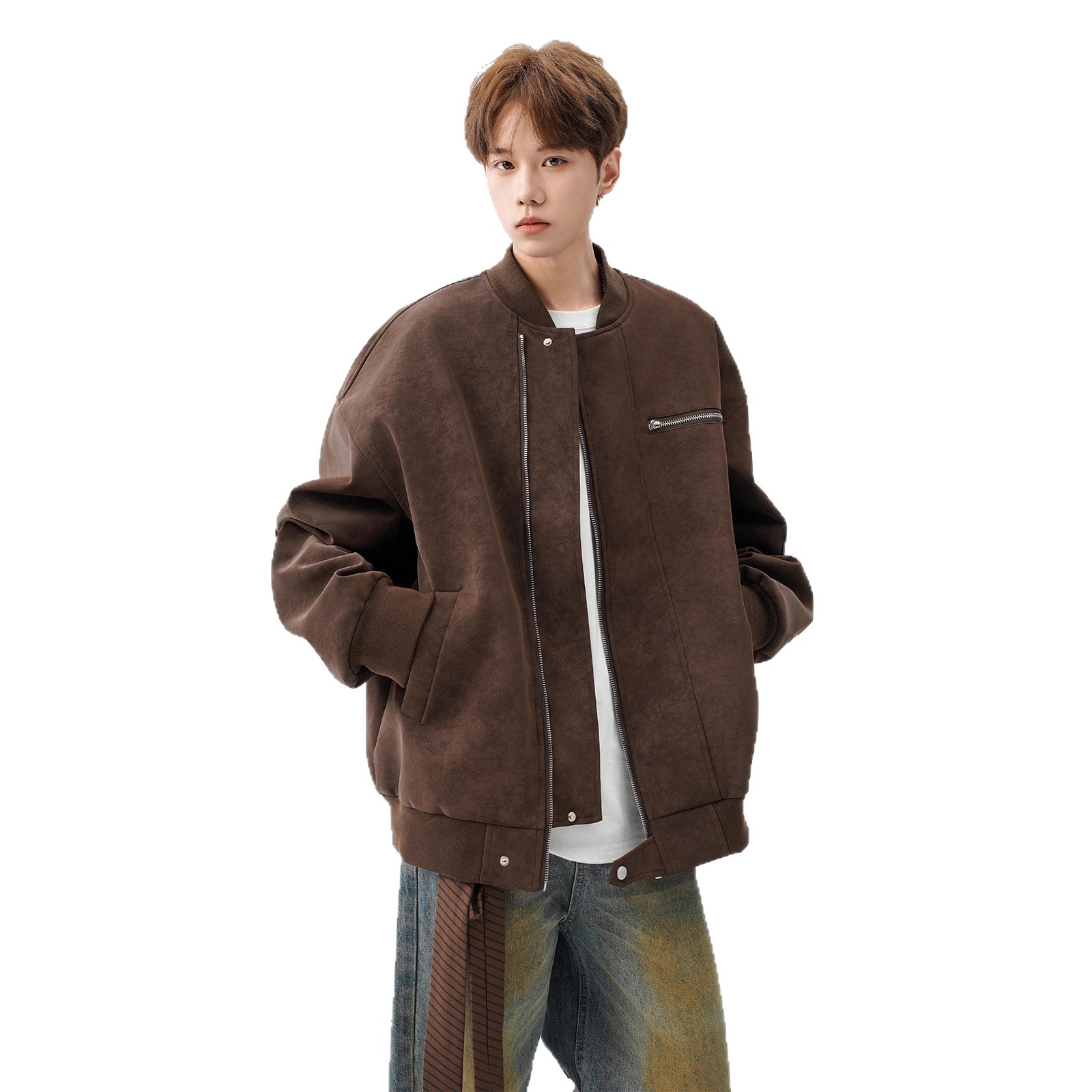 Baseball Jacket, Cool Tie Dye Leather Jacket, Design Sense, Short Workwear Jacket, Trendy_voghion.com