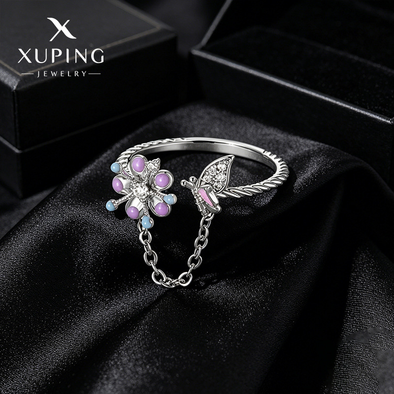 Xuping joyería goteo serie anillo de flores mariposa mujer simple dulce pequeño temperamento fresco elegante anillo al por mayor