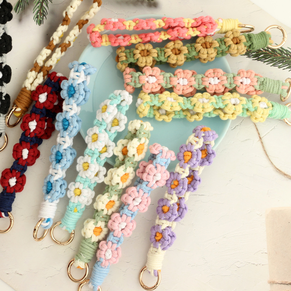 30g Weight Bag Pendant, Keychain Classification 1 Piece Quantity Daily Occasion Cotton Material Flower Pattern Knitting Design Cute Style 1 Piece Cute Flower Cotton Knitting Bag Pendant Keychain 10