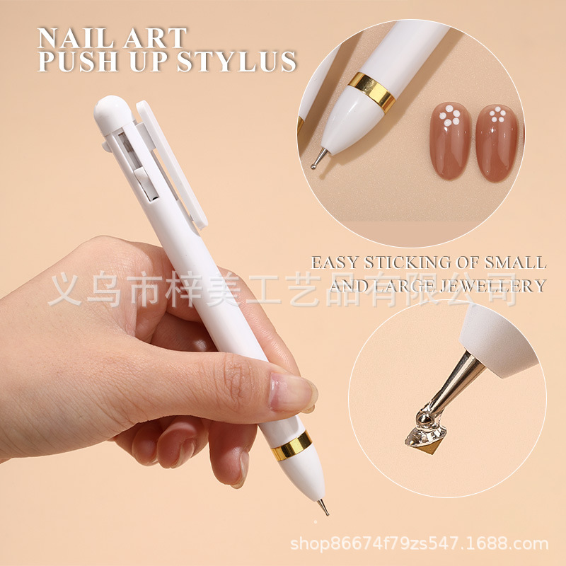 Point Drill Dotting Pen Manicure Dotting Pen 4-in-1 Press-Type Dotting Pen Sticky Diamond-Encrusted Pen