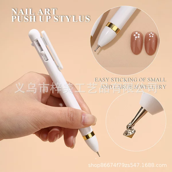 Point Drill Dotting Pen Manicure Dotting Pen 4-in-1 Press-Type Dotting Pen Sticky Diamond-Encrusted Pen