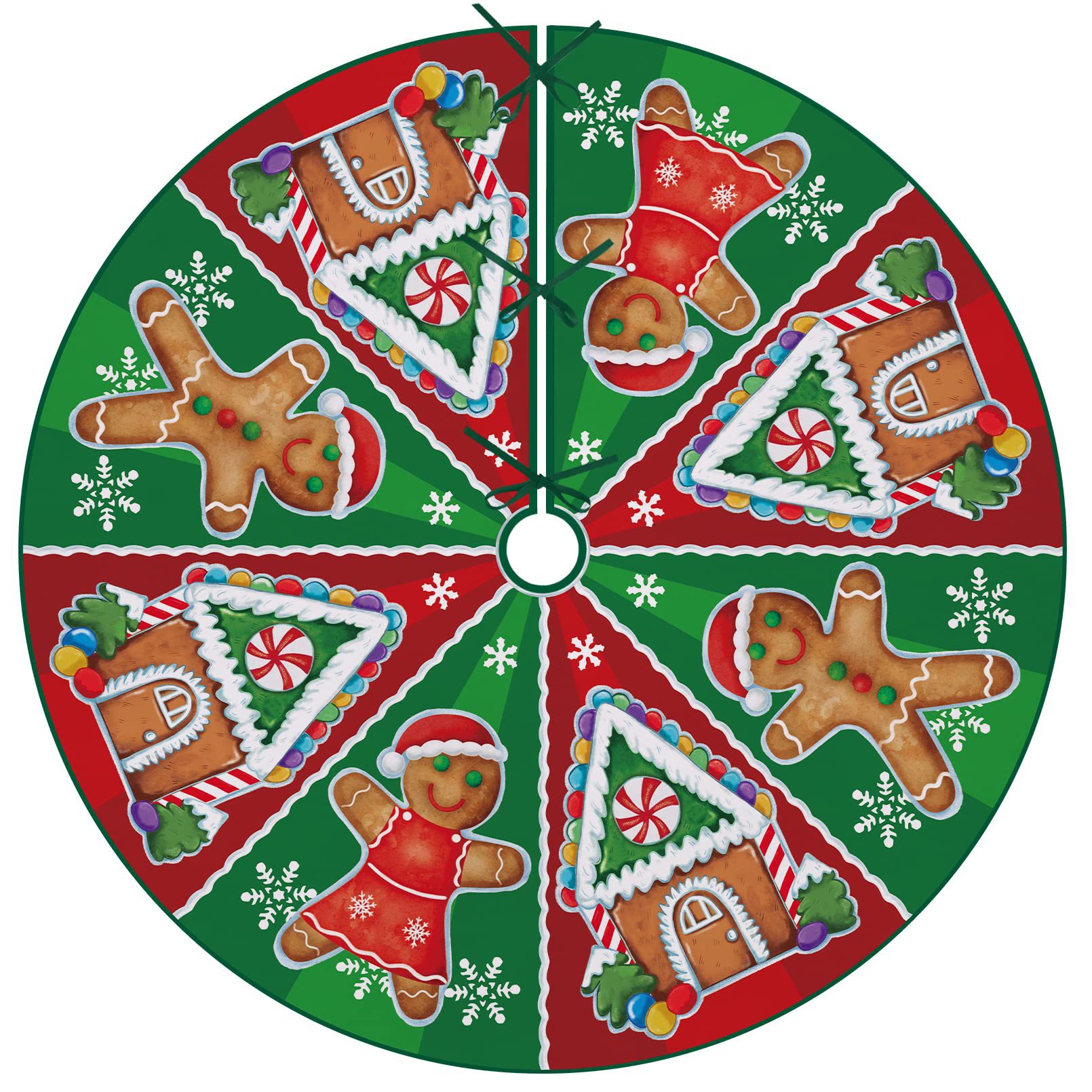 Nuevo árbol de Navidad falda verde piel extraño partido copo de nieve Grinch impreso franela árbol de Navidad diseño inferior piso mat