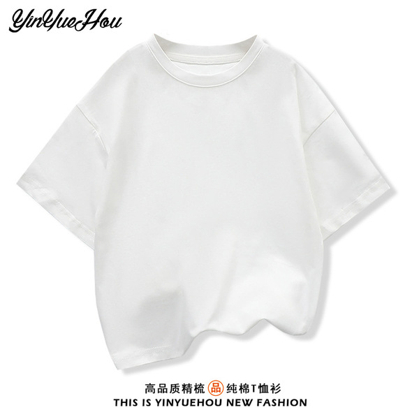 Summer children's design solid color short sleeve T-shirt for boys