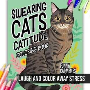 Swearing Cats Catitude Cat Coloring Book ؈��Tɫ��