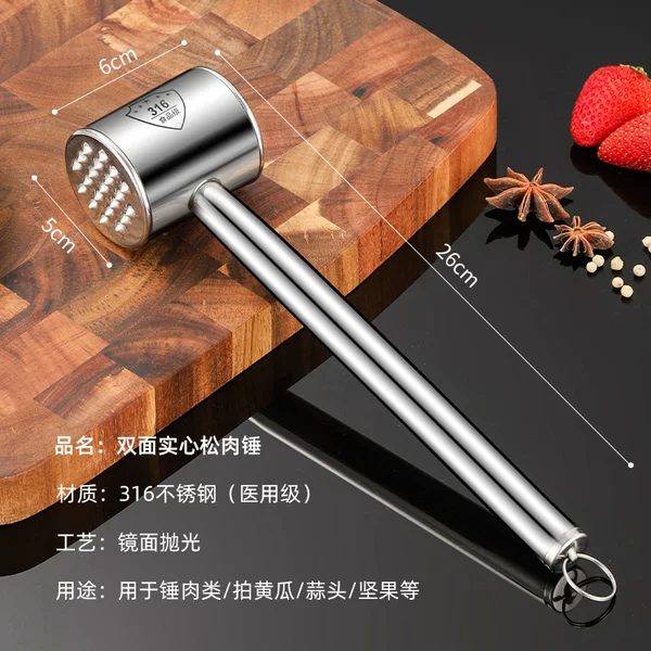 304 Stainless Steel Meat Tenderizer Hammer for Home Kitchen Use, for Pounding Beef Steak, Tenderizing Meat, Manual Use, Wholesale