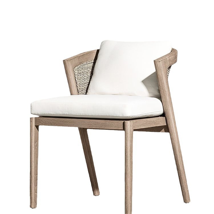 Nórdico al aire libre teca Silla de ratán patio balcón ocio apenado combinación al aire libre protector solar impermeable Silla de ratán de madera maciza