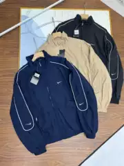 Overseas Popular Nk Co-Branded Woven Jacket Hook Embroider Casual Loose Couple Reflective Stand Collar Jacket Windbreaker