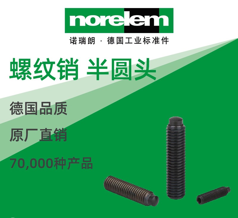 norelem德国原厂直供诺瑞朗NLM07123螺纹销 半圆头