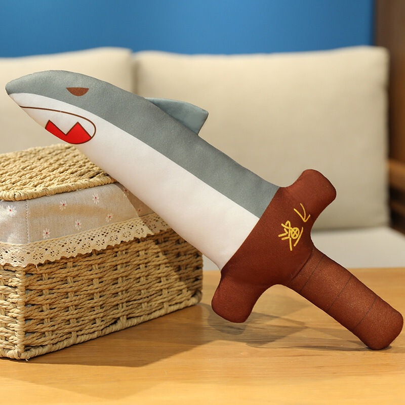 Shark Knife Shaark Bee Blue Gray Shark Turtle Dagger Decompression Funny Cute Plush Doll Fish Intestine Sword