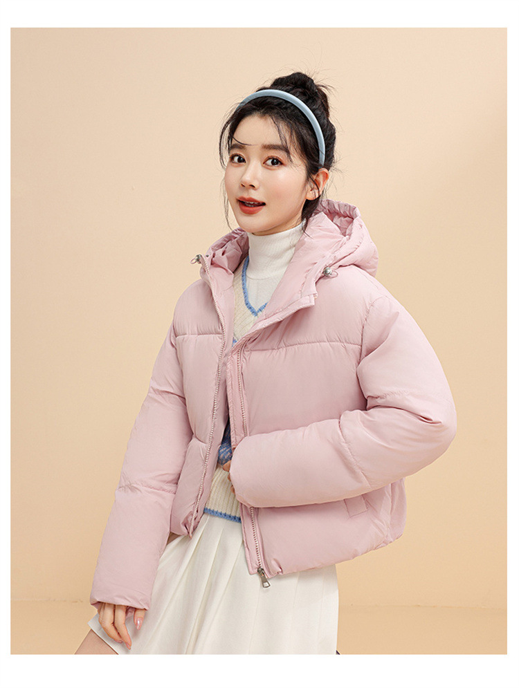 Chaqueta corta con capucha para mujer, estilo coreano, de invierno, corta, gruesa, cálida, de algodón, para mujer_voghion.com