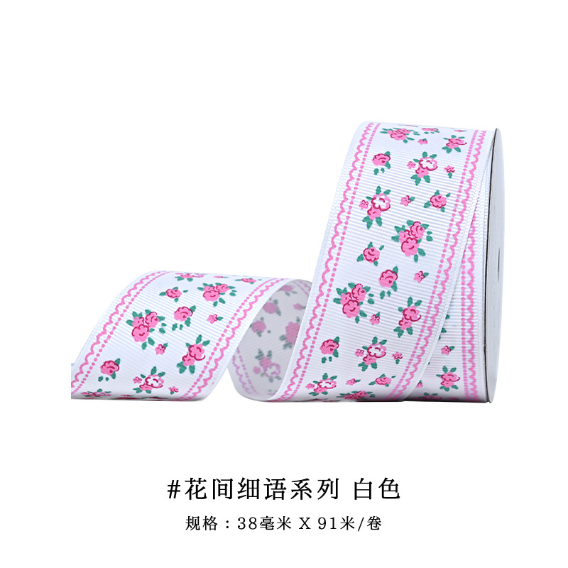 Cinta acanalada al por mayor de Yao Ming con estampado, accesorios para el cabello, decoraciones para lazos, materiales DIY, cinta floral hecha a mano